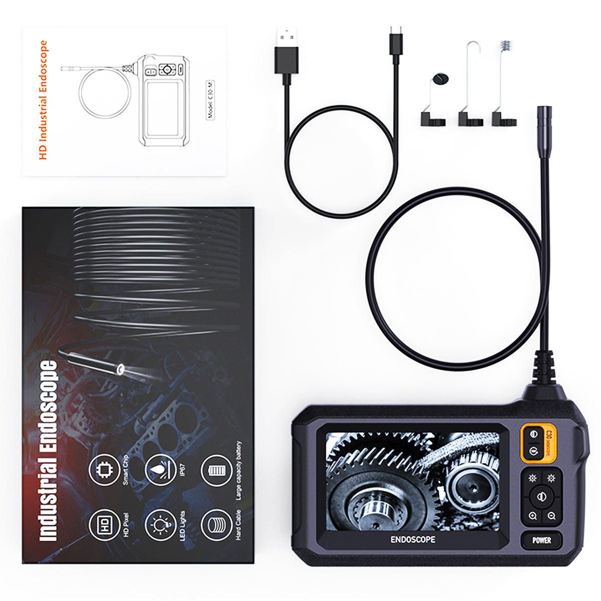 Daxiongmao Borescope, Endoscope Camera with Light, IP67 Waterproof Endoscope, 1080P HD Camera, 16.5ft Endoscope Camera, 4.3”