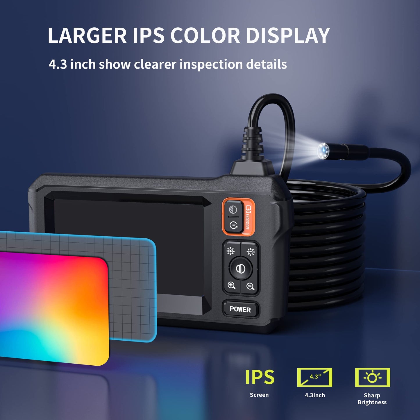 Daxiongmao Borescope, Endoscope Camera with Light, IP67 Waterproof Endoscope, 1080P HD Camera, 16.5ft Endoscope Camera, 4.3”