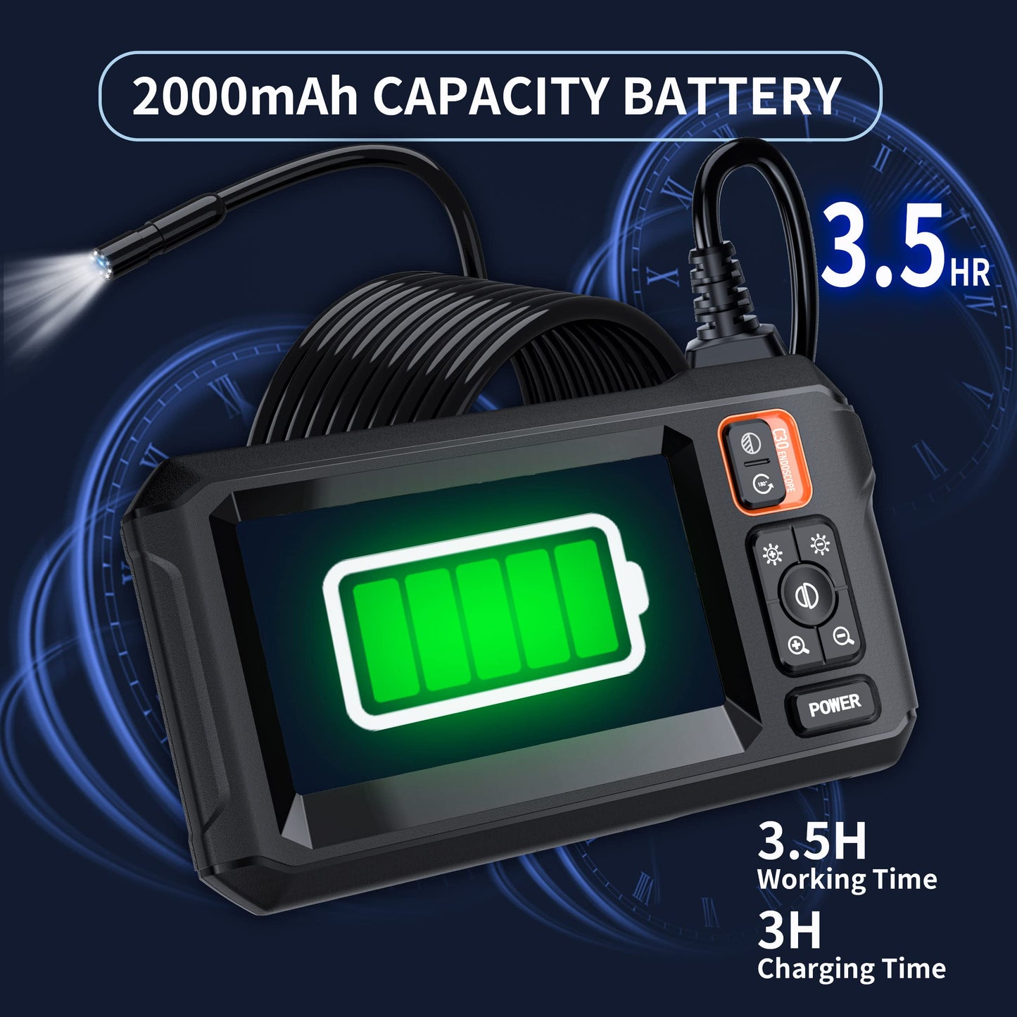 Daxiongmao Borescope, Endoscope Camera with Light, IP67 Waterproof Endoscope, 1080P HD Camera, 16.5ft Endoscope Camera, 4.3”