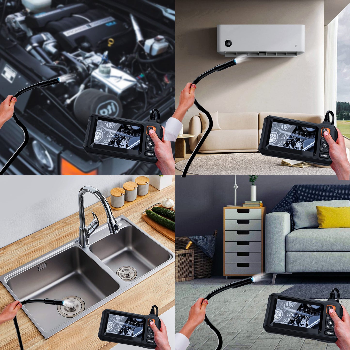 Daxiongmao Borescope, Endoscope Camera with Light, IP67 Waterproof Endoscope, 1080P HD Camera, 16.5ft Endoscope Camera, 4.3”