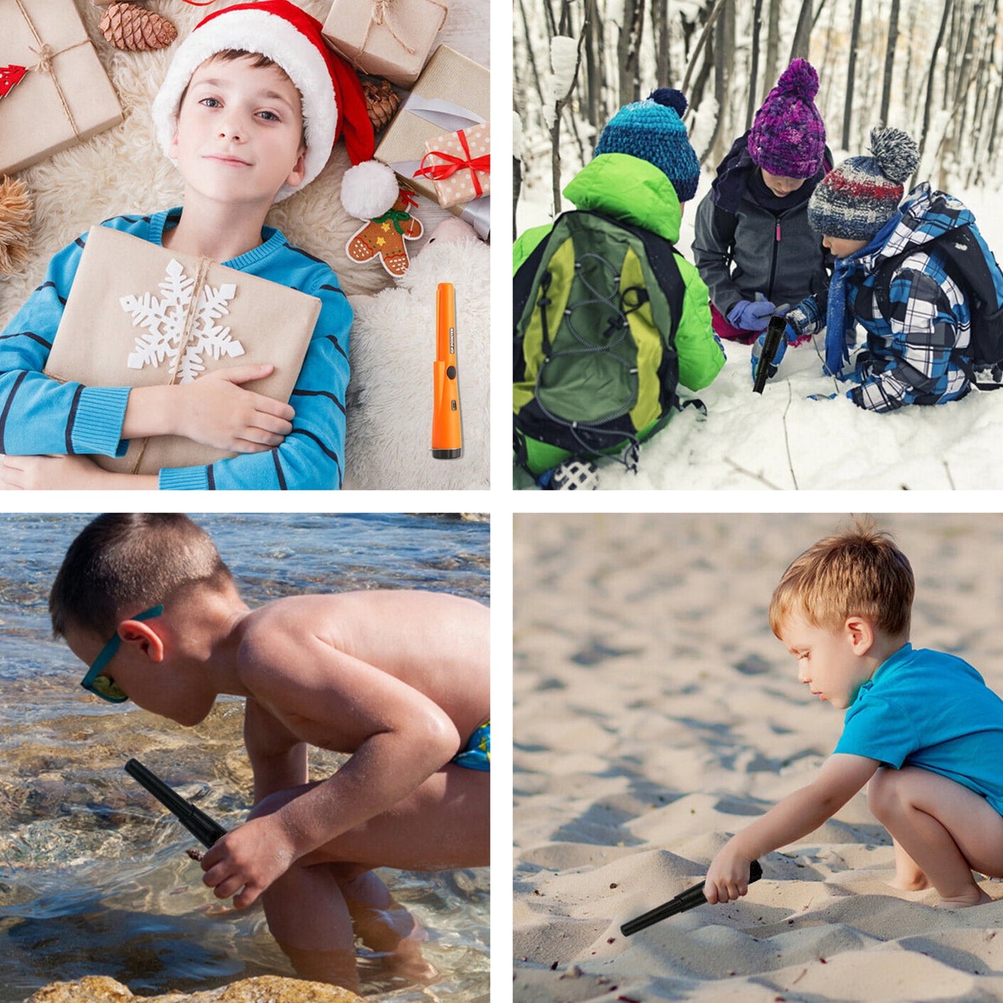 Waterproof Metal Detector with Leather Cover, Portable 360 Degree Scan High Sensitivity Tester with LED Light Hand Held Gold Digger Hunter Underground Finder Tool