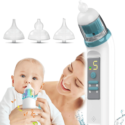 Daxiongmao Nasal Aspirator for Baby, IPX7 Waterproof Electric Preschool Automatic Cleaner, Baby Nose Sucker with 3 Silicone Tips, Adjustable 5 Levels Suction, Music & Colorful Light Soothing Function