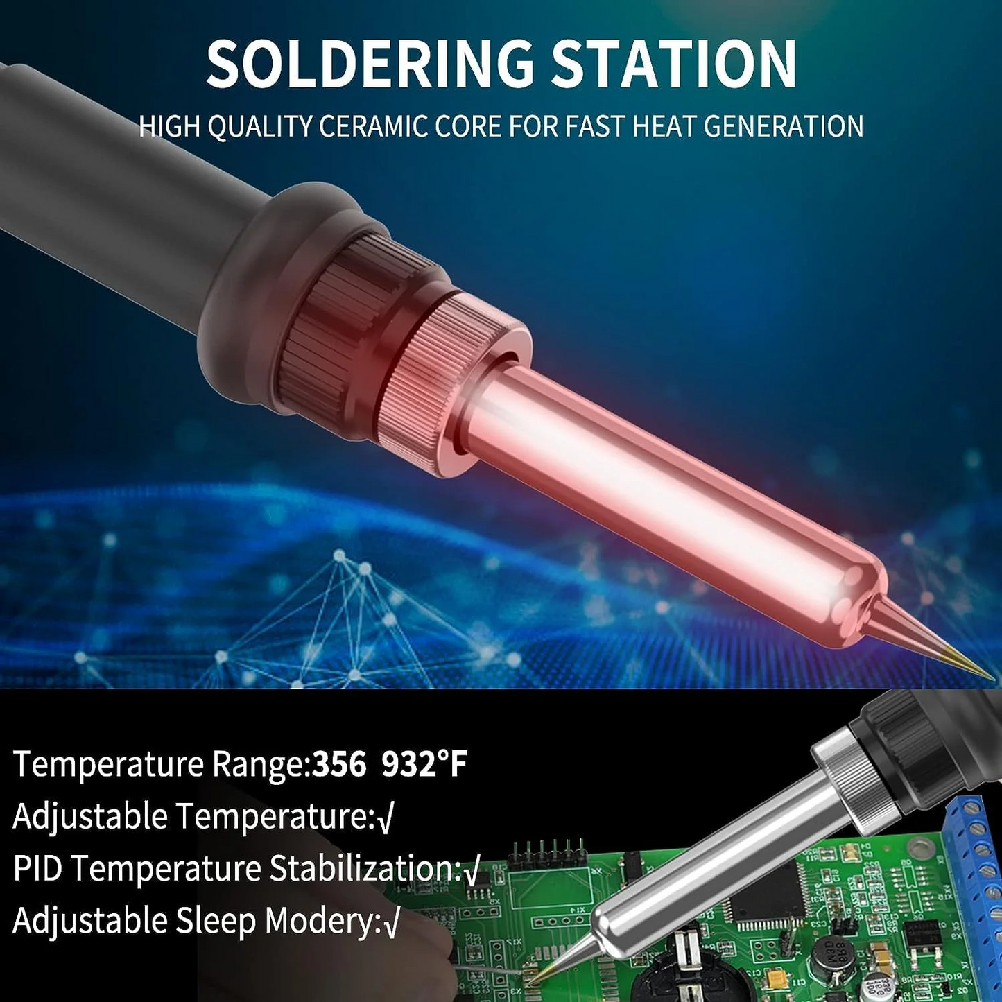 Daxiongmao 2 in 1 Hot Air Rework and Soldering Iron Station with °F /°C, Cool/Hot Air Conversion, Digital Temperature Correction and Sleep Function, Gift for Men