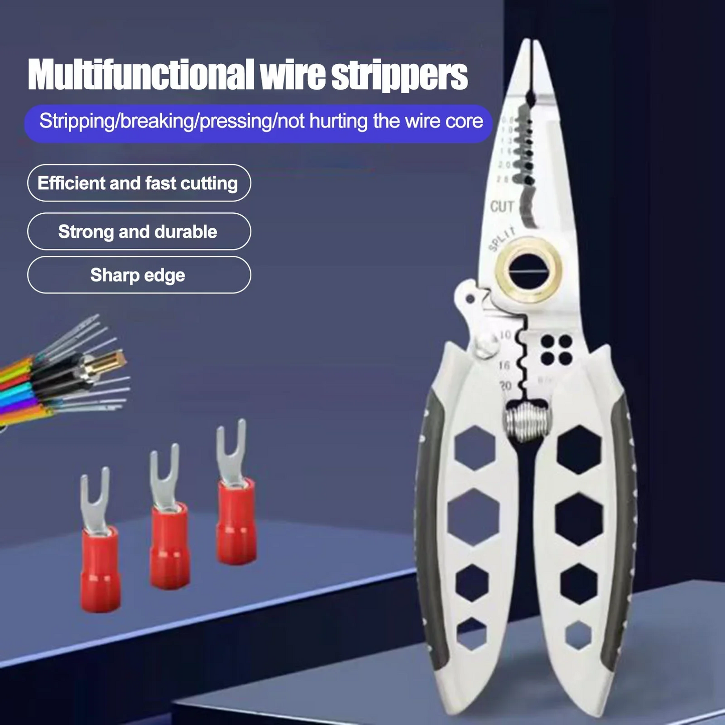 Multipurpose Wire Stripper with Wrench Function, High Density Professional Stripping Cutting Crimping Splitting Tool