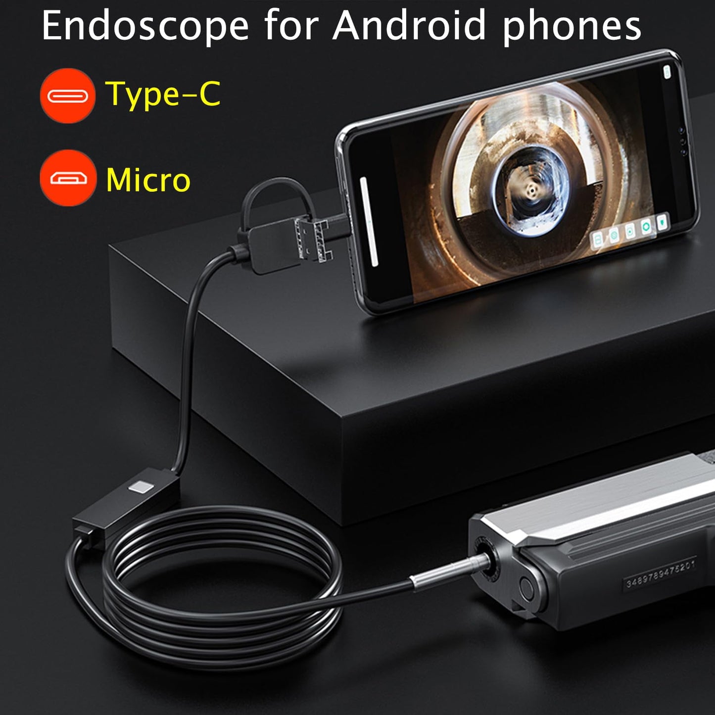Daxiongmao Endoscope Camera with Light, Rifle Borescope, Fits 0.2 ~.03 Inch Caliber Larger-Hunting Shooting Firearms Visual Barrel Inspection Tools, Gadgets for Men