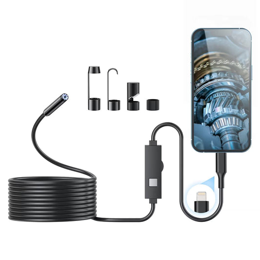 Daxiongmao Endoscope Camera with Light, 1920P HD Borescope with 8 Adjustable LED Lights, IP67 Waterproof Endoscope with 16.4ft Semi-Rigid snake camera, 7.9mm Inspection Camera for IOS and Android