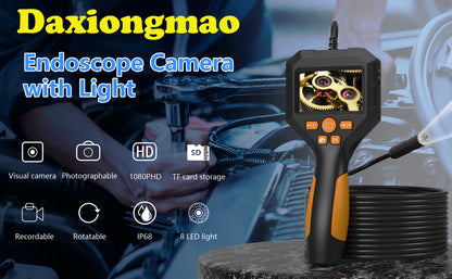 Daxiongmao 2.8" HD IPS Screen Borescope, IP67 Waterproof 16.5ft Endoscope Camera with Light, 1080 HD Inspection Camera, Snake Camera, Gadgets for Men