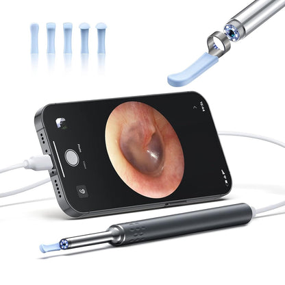 Otoscope with Light for iPhone iPad - Ultra Clear View Ear Scope Otoscope with Light | 3.5mm Otoscope Camera with Ear Wax Removal Tools | Ear Otoscope Supports Photo Capture & Video Recording