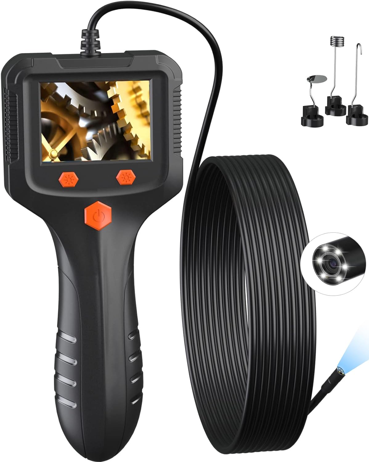 Daxiongmao Borescope, Endoscope Camera with Light, IP67 Waterproof Endoscope, 1080 HD Inspection Camera, 11.5FT Semi-Rigid Cord,2.4"