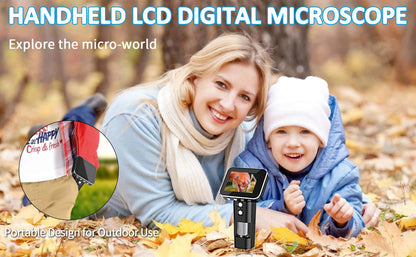 Daxiongmao Portable Handheld Microscope - 2.4" LCD Screen 1000X Pocket Microscope for Kids Adults, 3 Levels Brightless Adjustable USB Connect to PC Mini Microscope